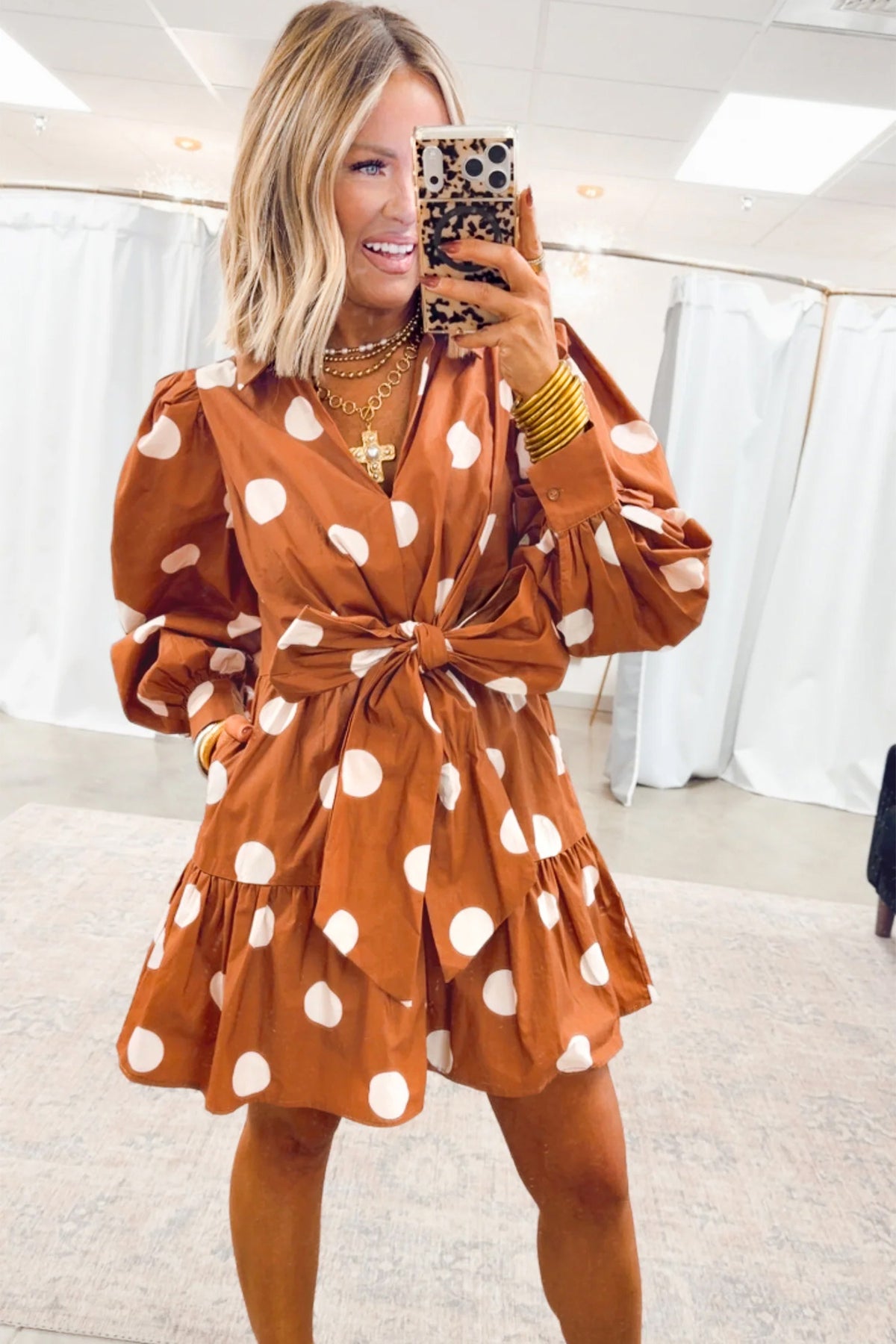The Caramel Confetti Mini Dress