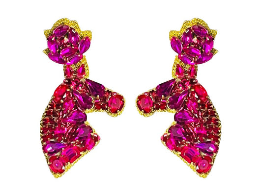 Derby Rhinestone Horse Earrings - Pink