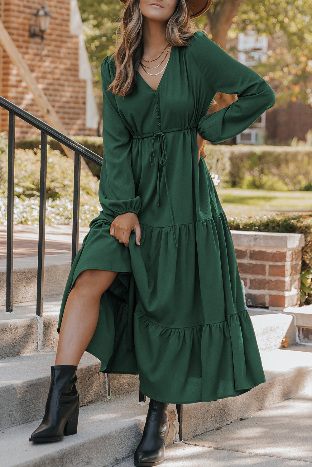 Evergreen Tiered Maxi Dress