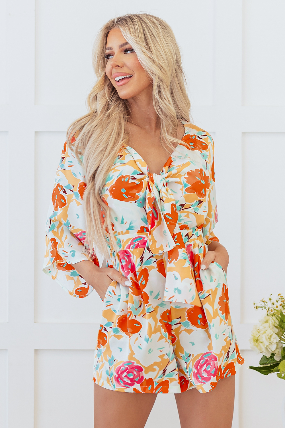 The Sunset Garden Tie Romper