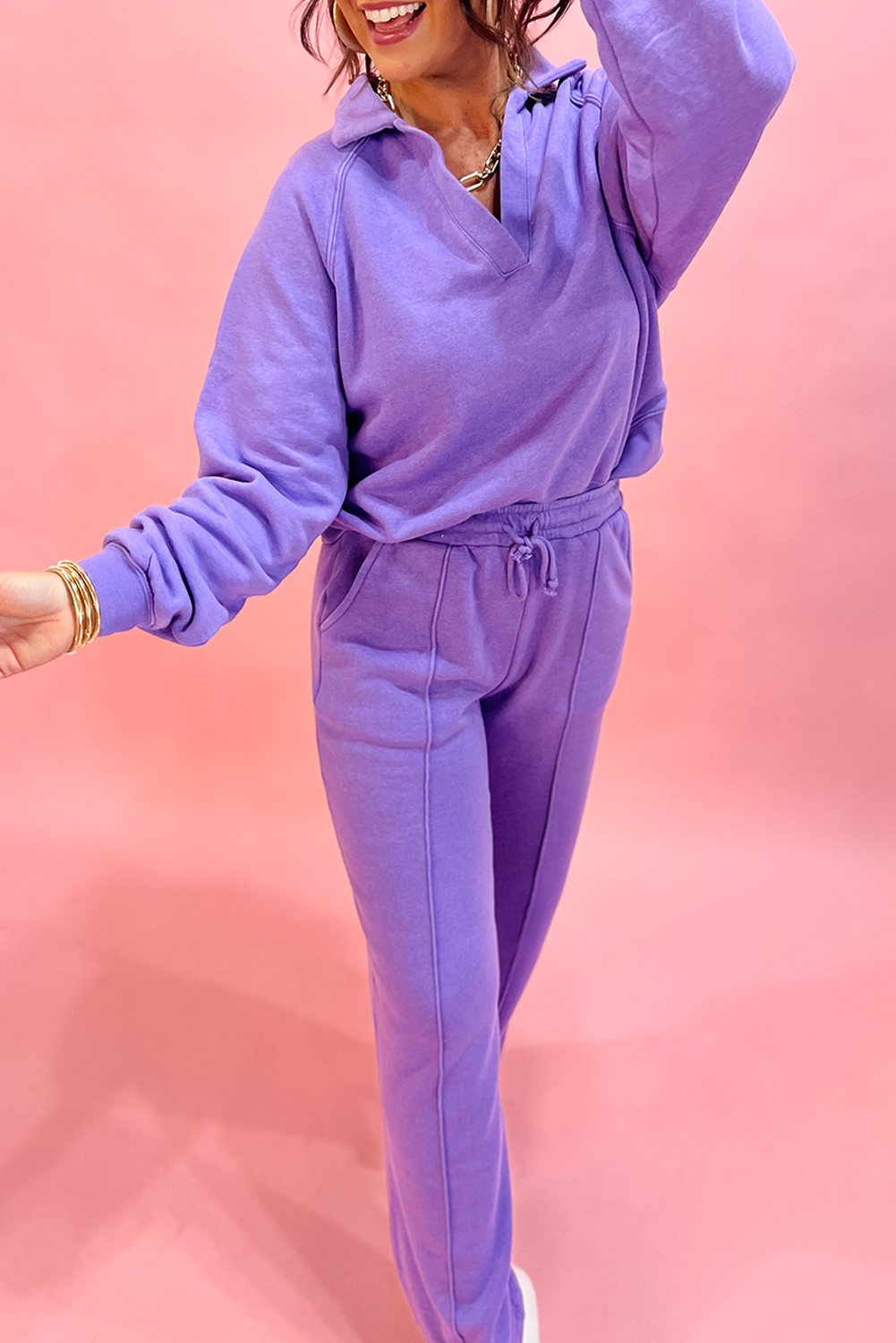 Lavender Luxe Half-Zip Lounge Set