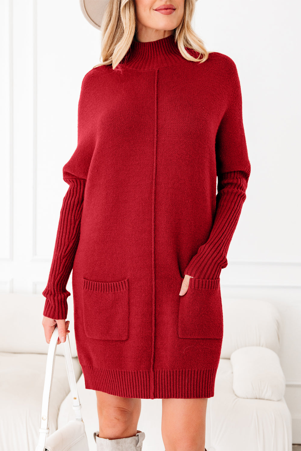 Crimson Hearth Sweater Dress