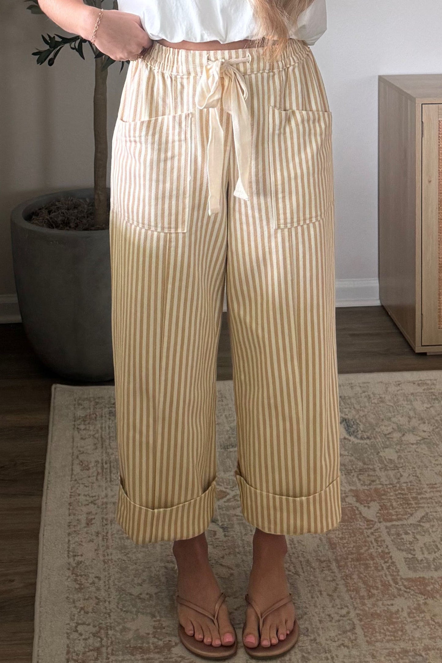The Café Stripe Wide Leg Pants