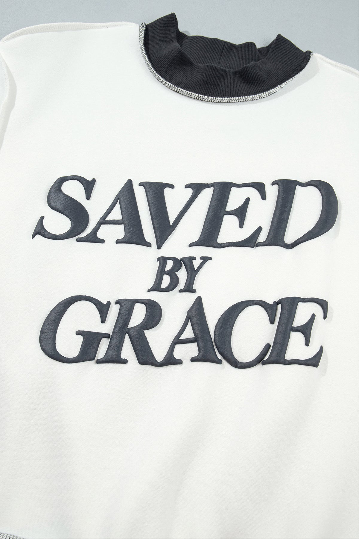 Saved by Grace Over-Sized Mock Neck Sweatshirt