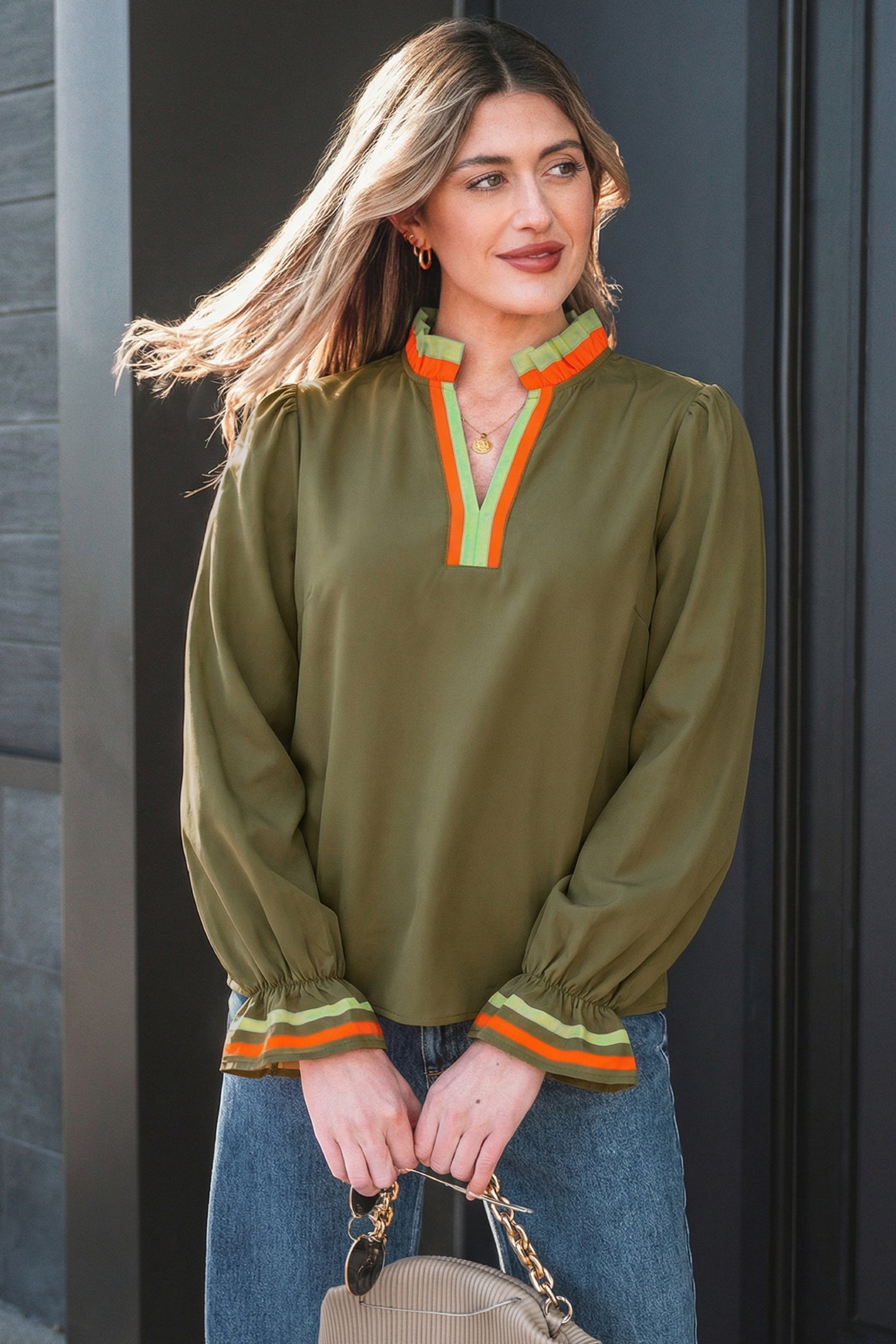 Harvest Stripe Popover Blouse