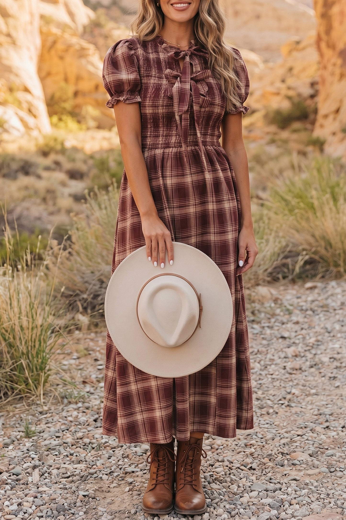 The Bow & Plaid Game Day Maxi Dress
