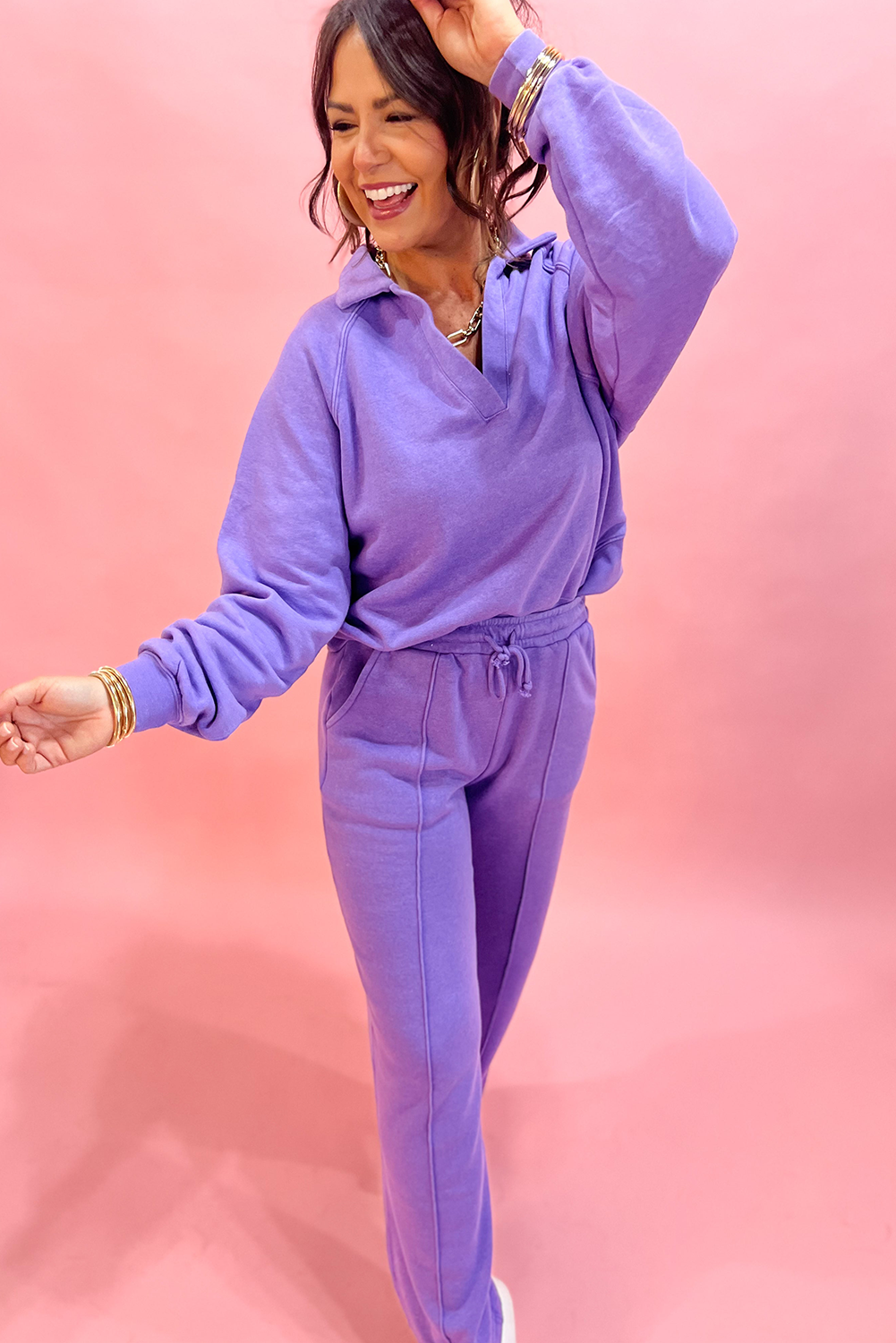 Lavender Luxe Half-Zip Lounge Set