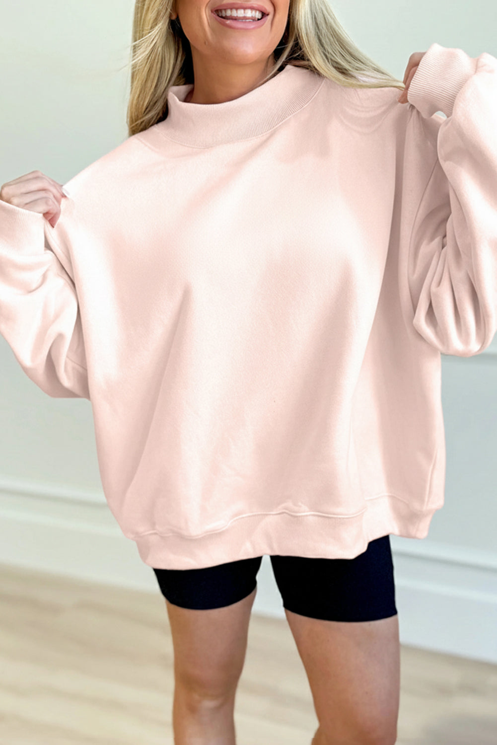 Blushing Cloud Oversized Mock Neck Sweatshirt