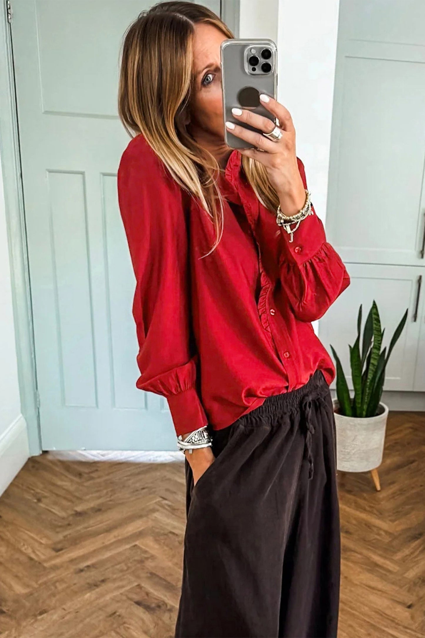 Crimson Grace Ruffle Blouse