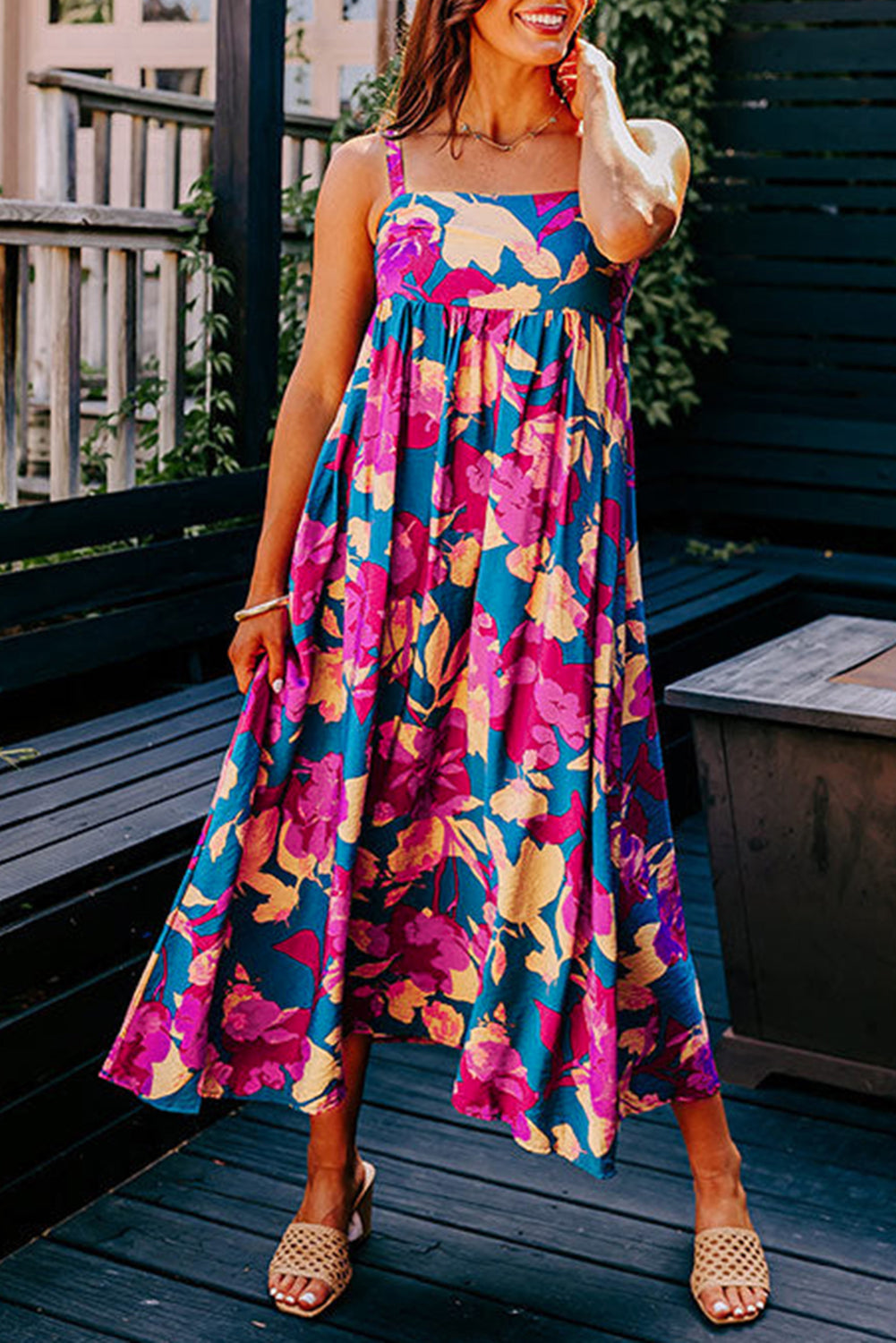 Dark Blue Floral Maxi Dress