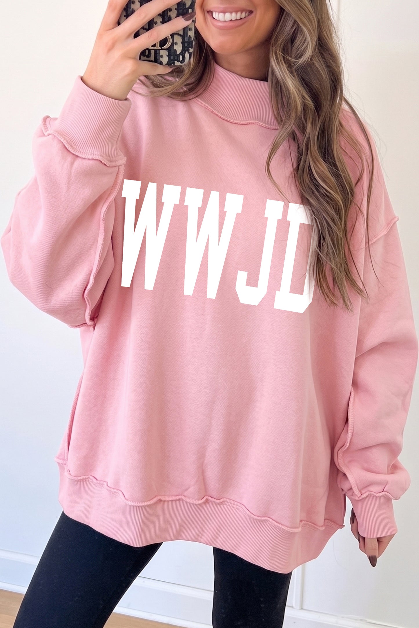 WWJD/ AMEN Double Side Printed Mock Neck Reversible Sweatshirt