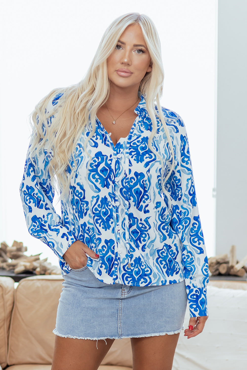 Santorini Breeze Button-Up