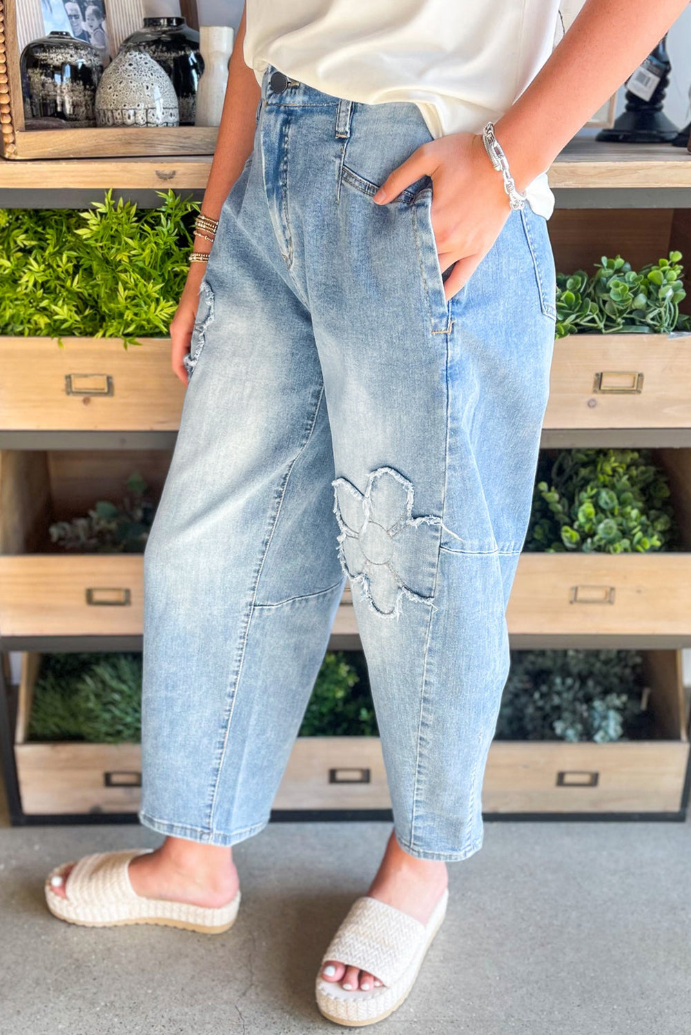 Bloom Patch Straight Jeans