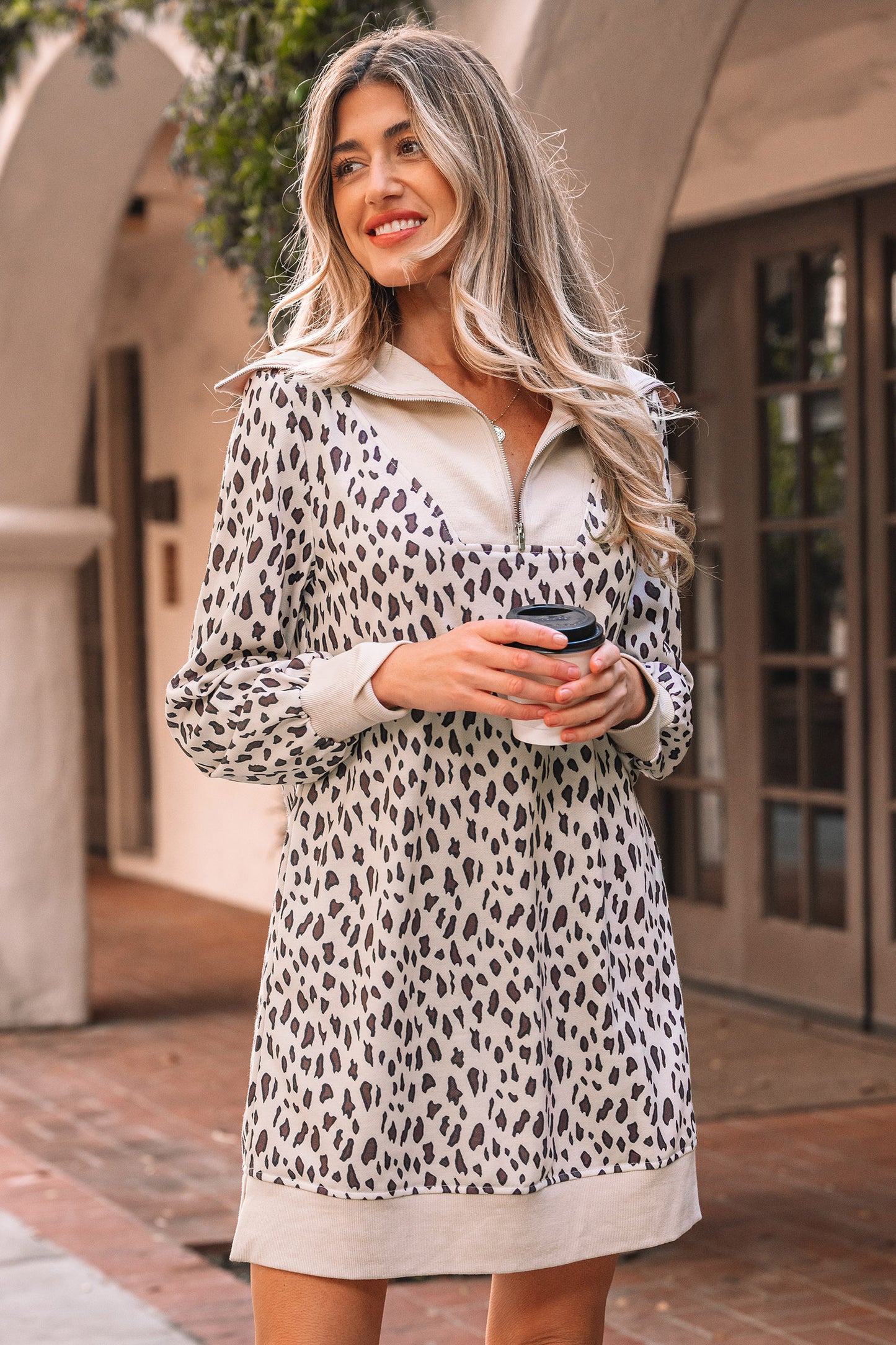 City Safari Quarter-Zip Dress