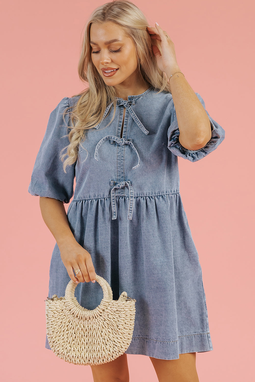 The Savannah Tie Denim Dress