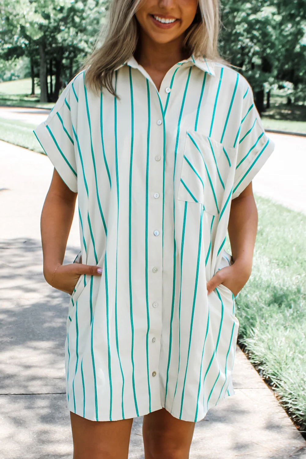 Cypress & Champagne Shirt Dress