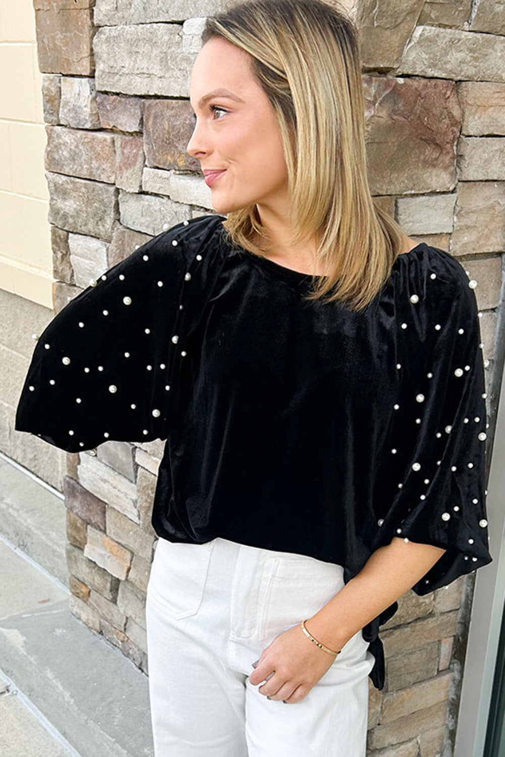Midnight Pearl Velvet Top