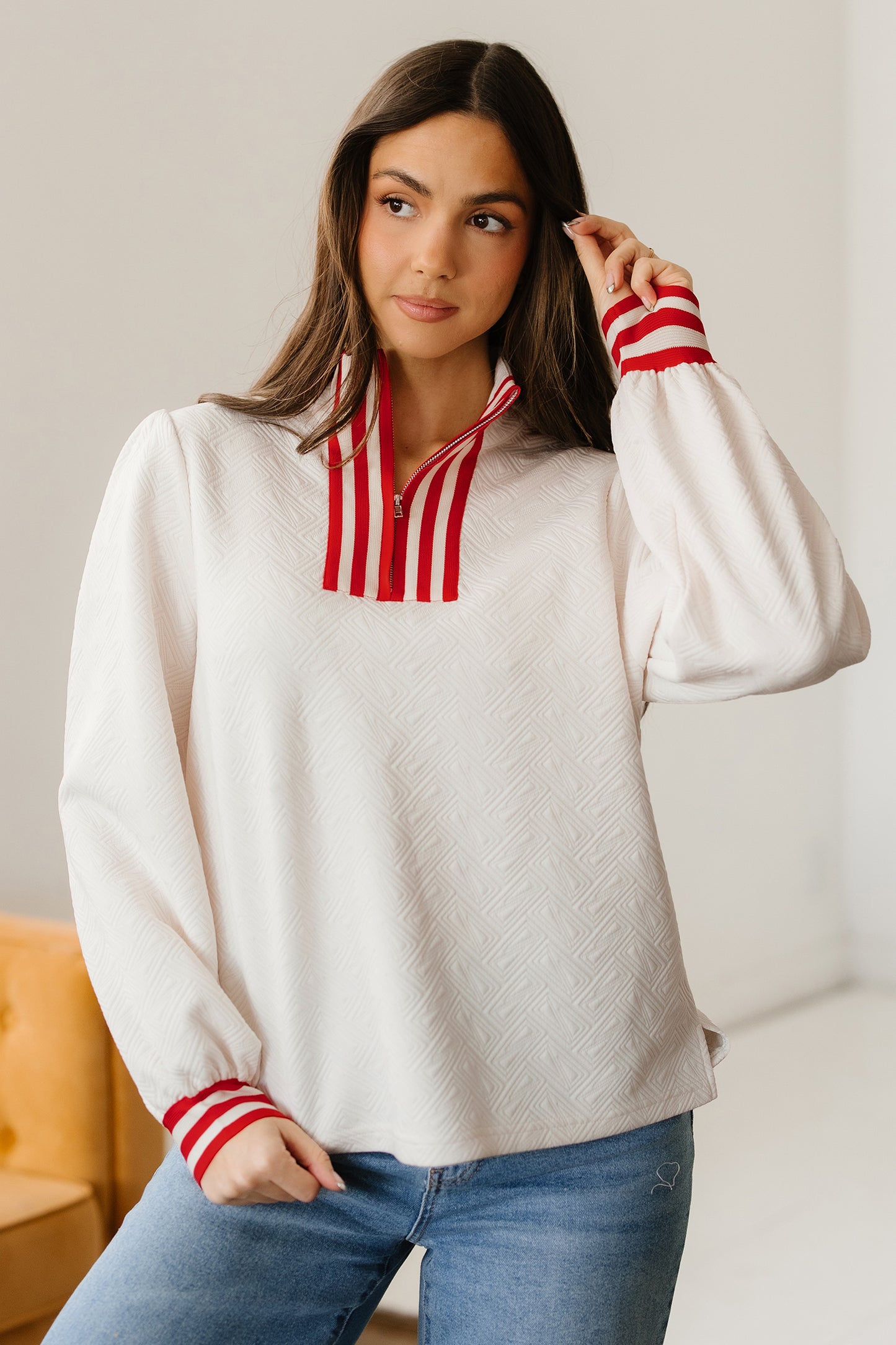 Ivory Lines Half Zip