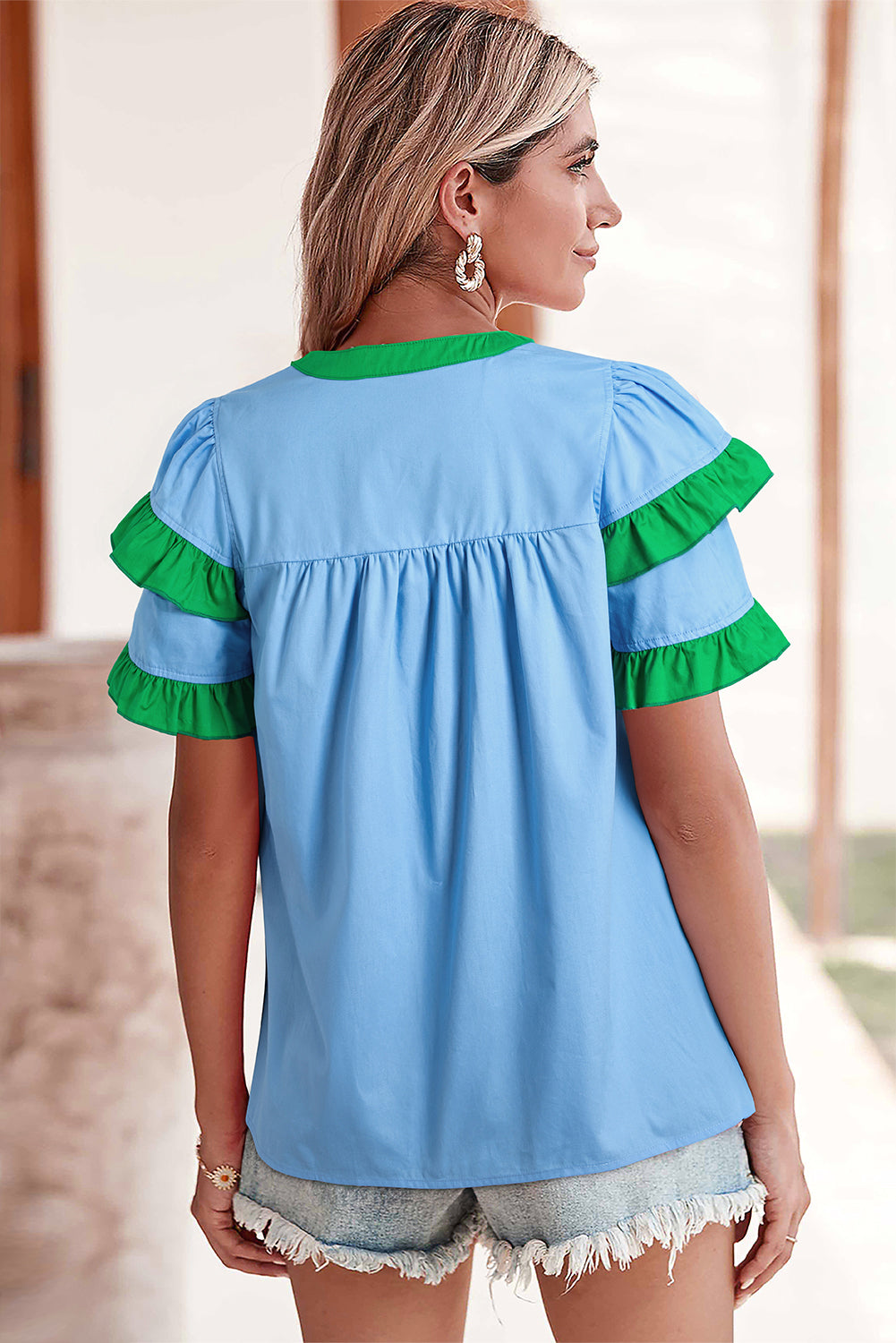 Coastal Breeze Ruffle Blouse