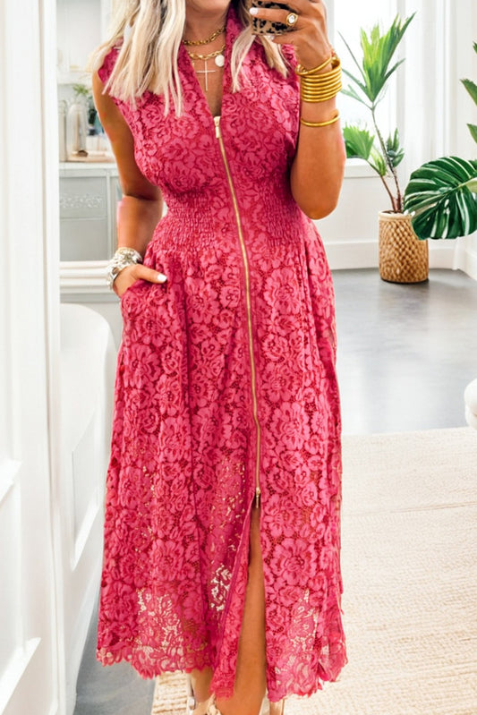 Rosé Riviera Lace Midi