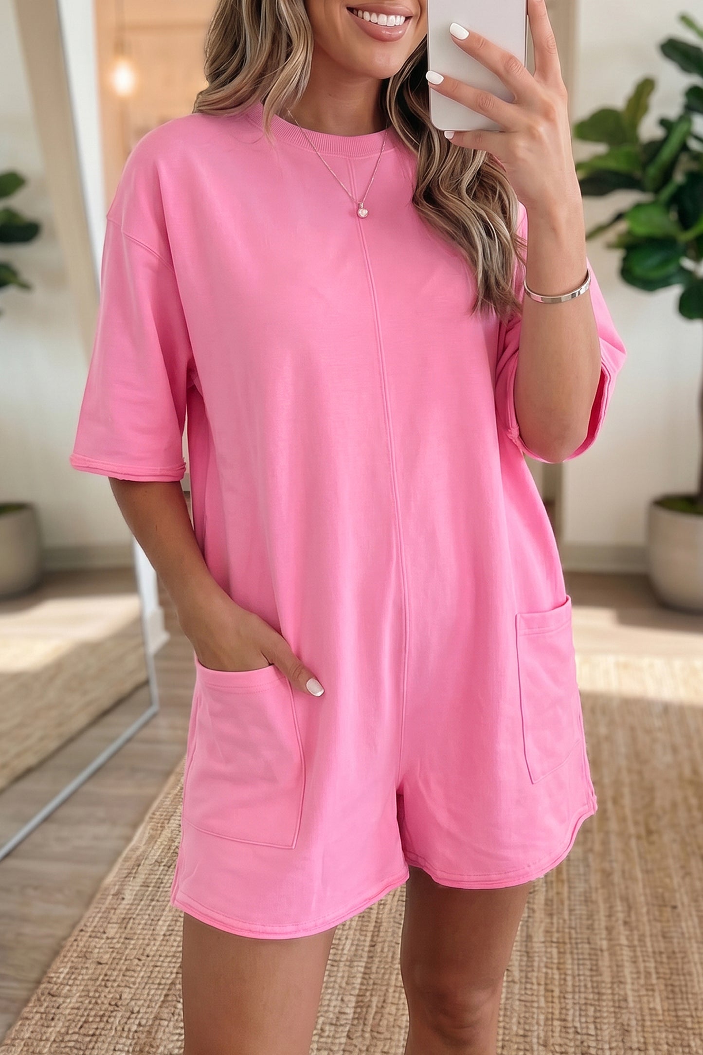 Pink Cloud Pocket T-Shirt 
 Romper