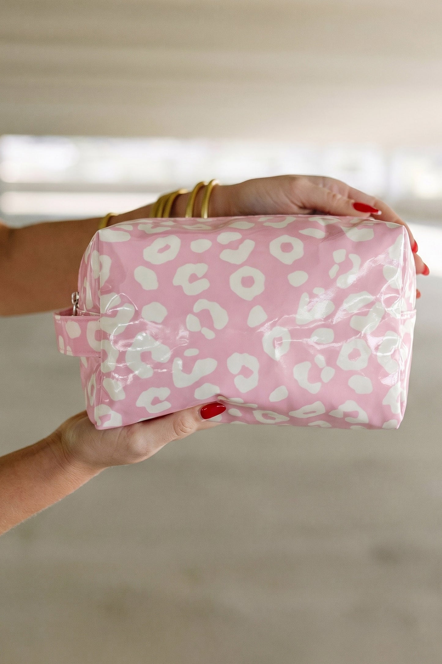 Blackish Green Leopard Print PVC Travel Makeup Organizer Cosmetic Bag