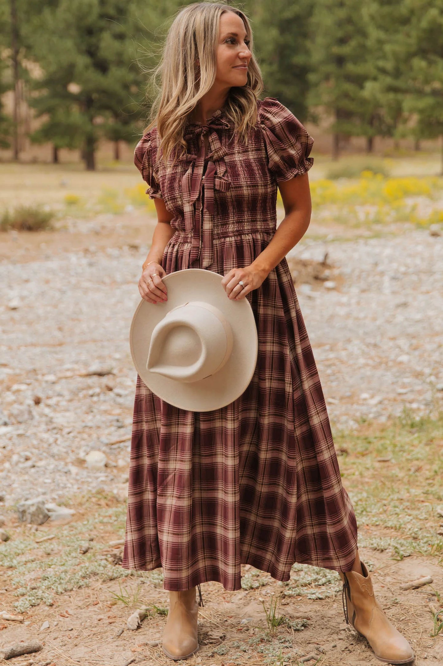The Bow & Plaid Game Day Maxi Dress