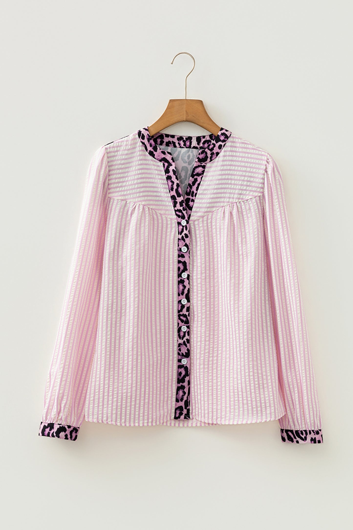 Blush & Bold Leopard Trim Blouse