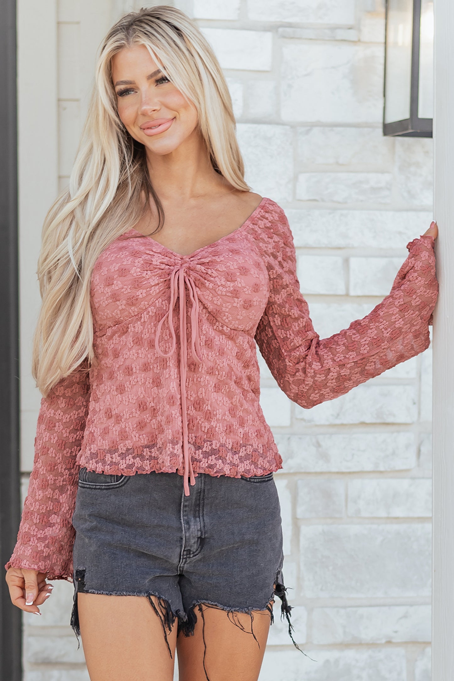Rosé Romance Lace Top