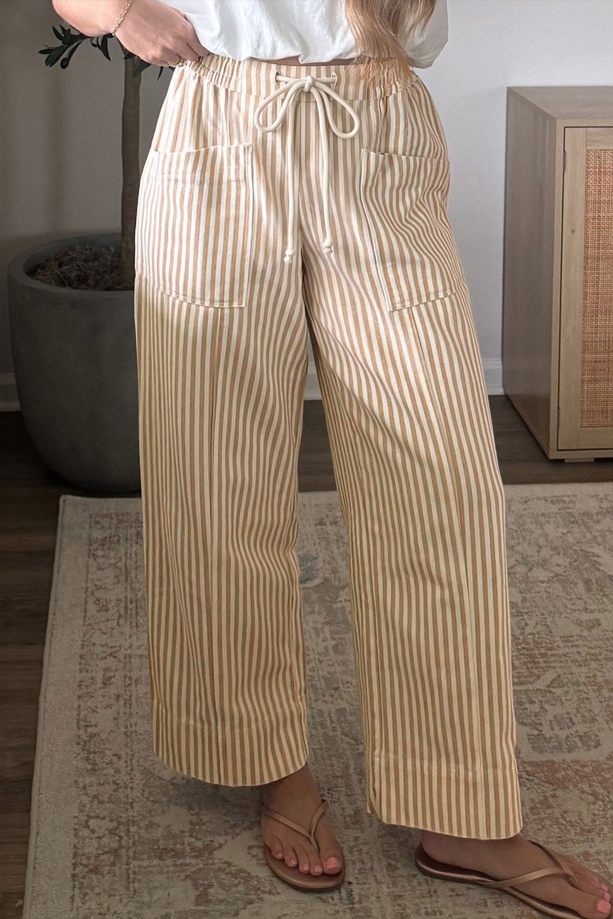 The Café Stripe Wide Leg Pants
