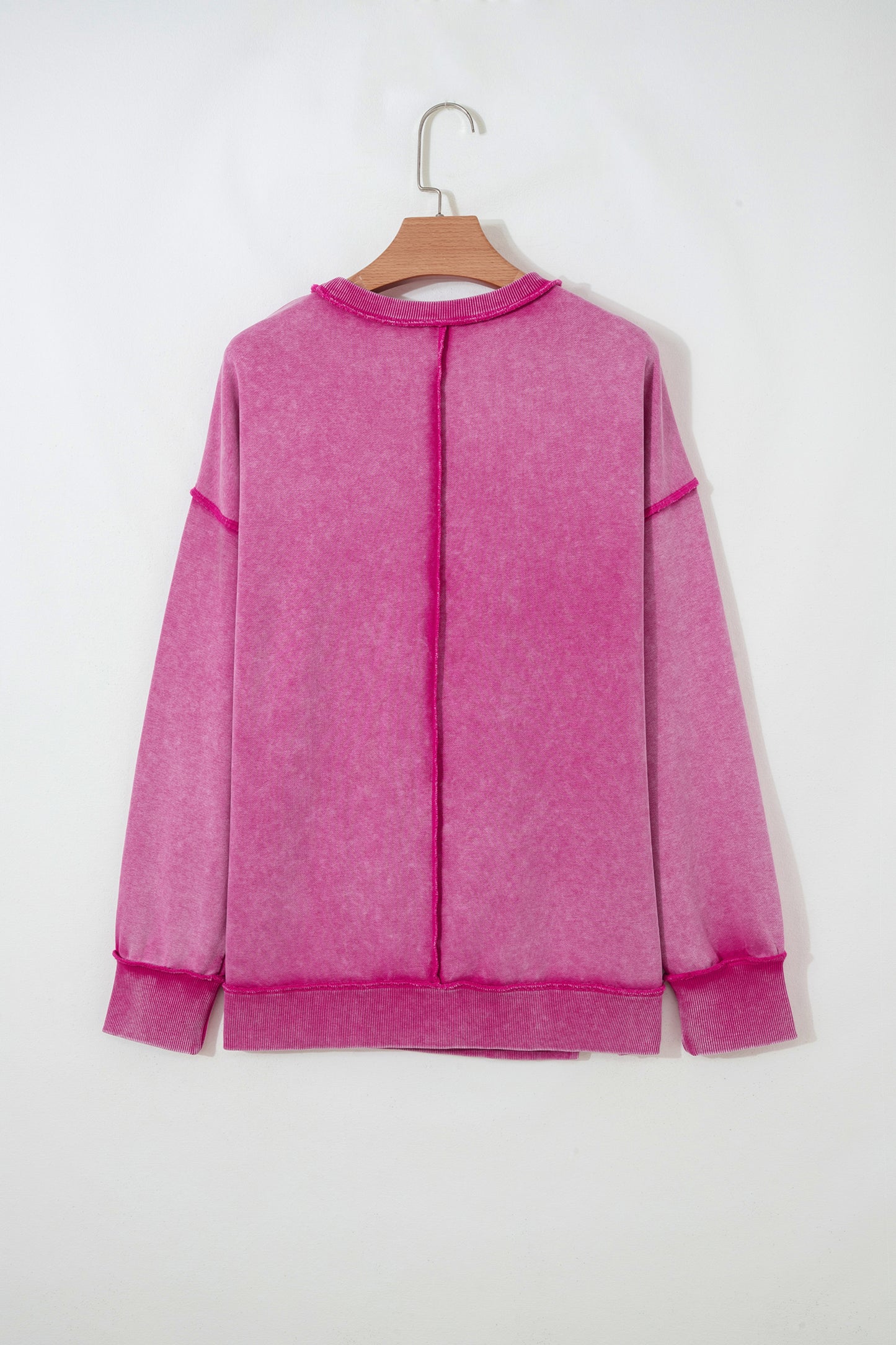 Rose Red Mineral Wash Exposed Seam Side Slit Sweatshirt