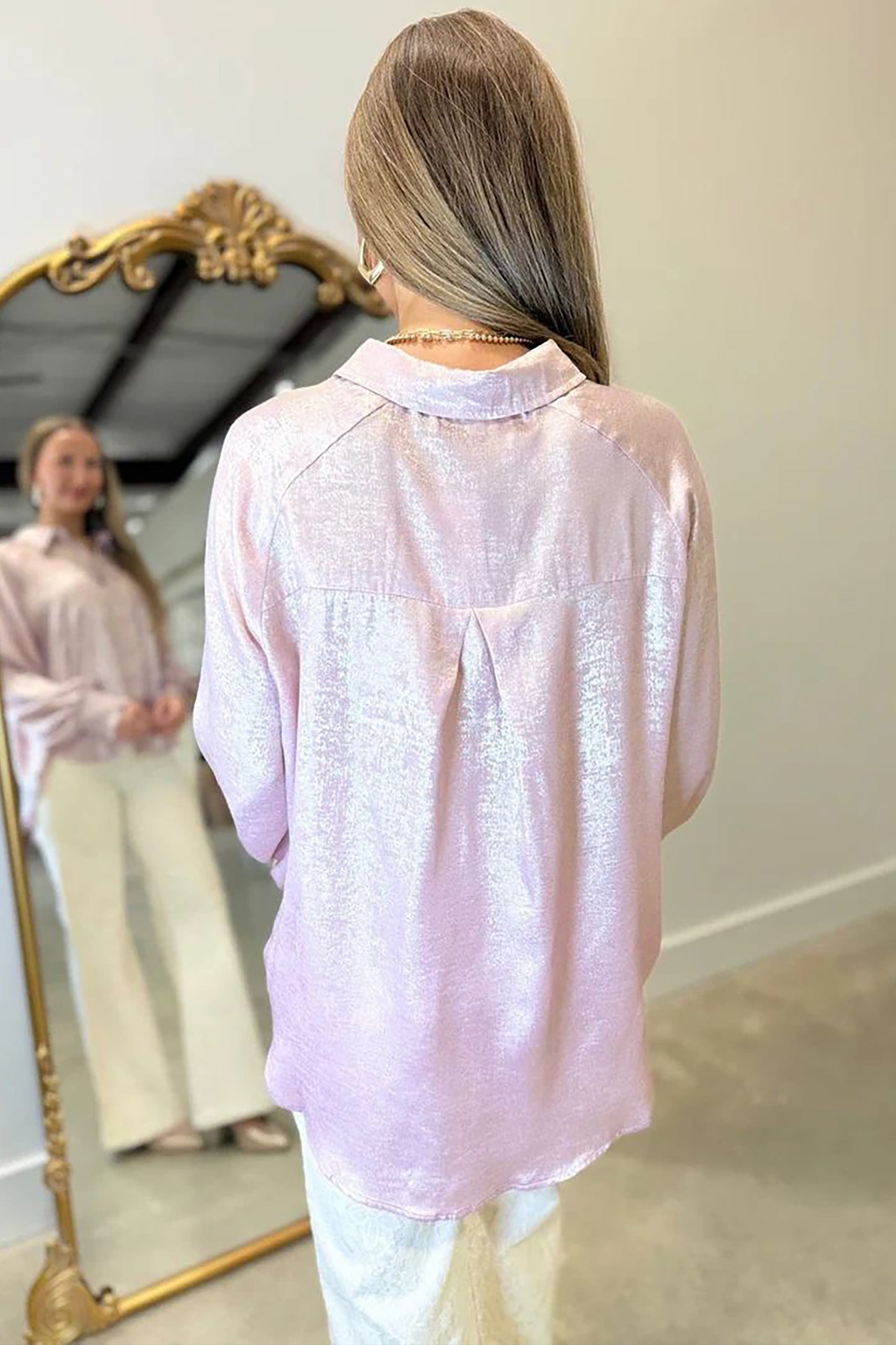 Pink Champagne Shimmer Blouse