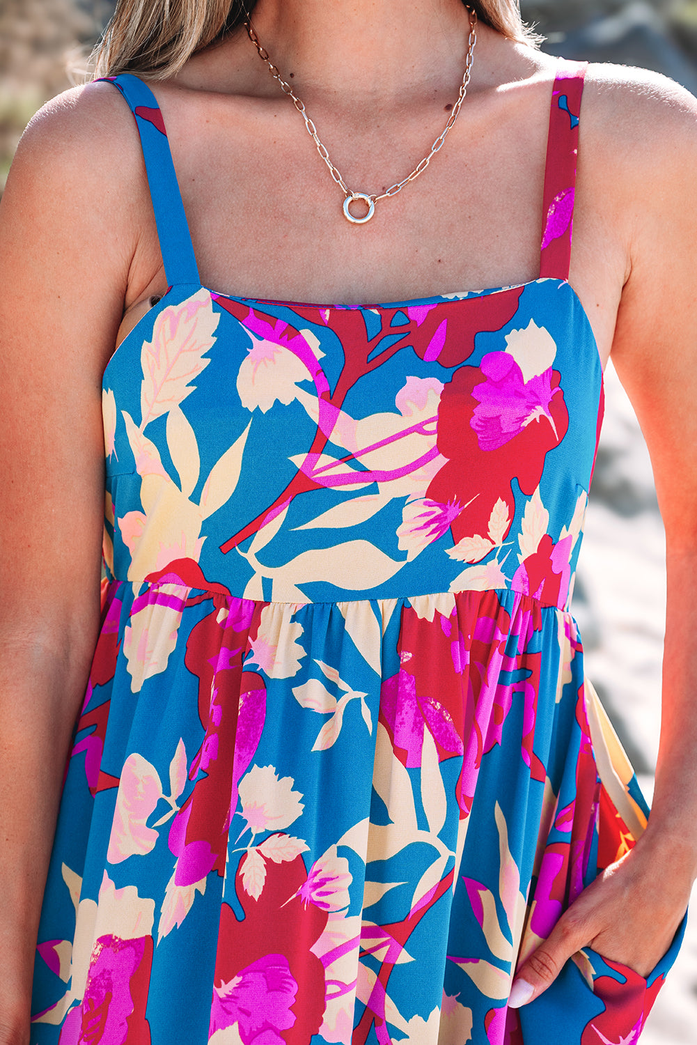 Dark Blue Floral Maxi Dress