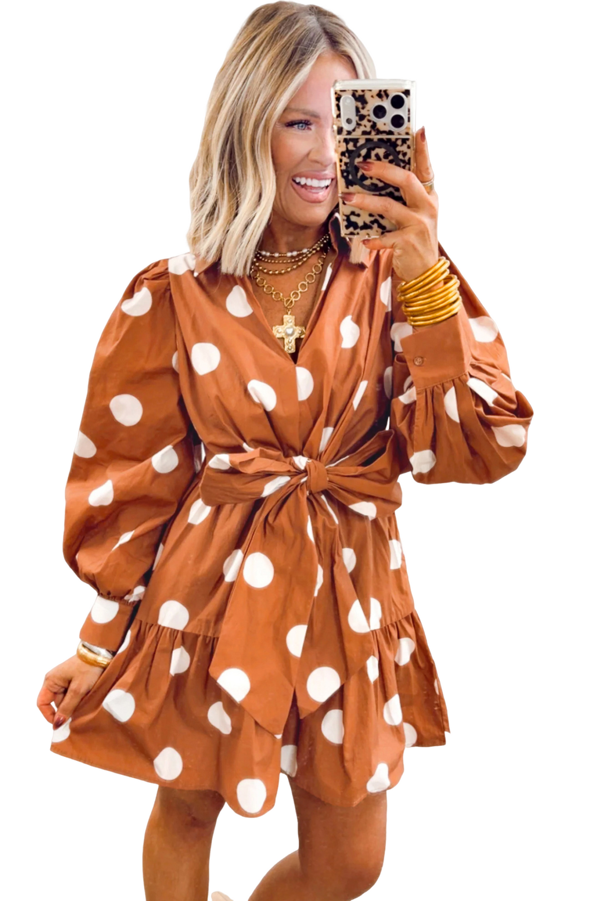 The Caramel Confetti Mini Dress