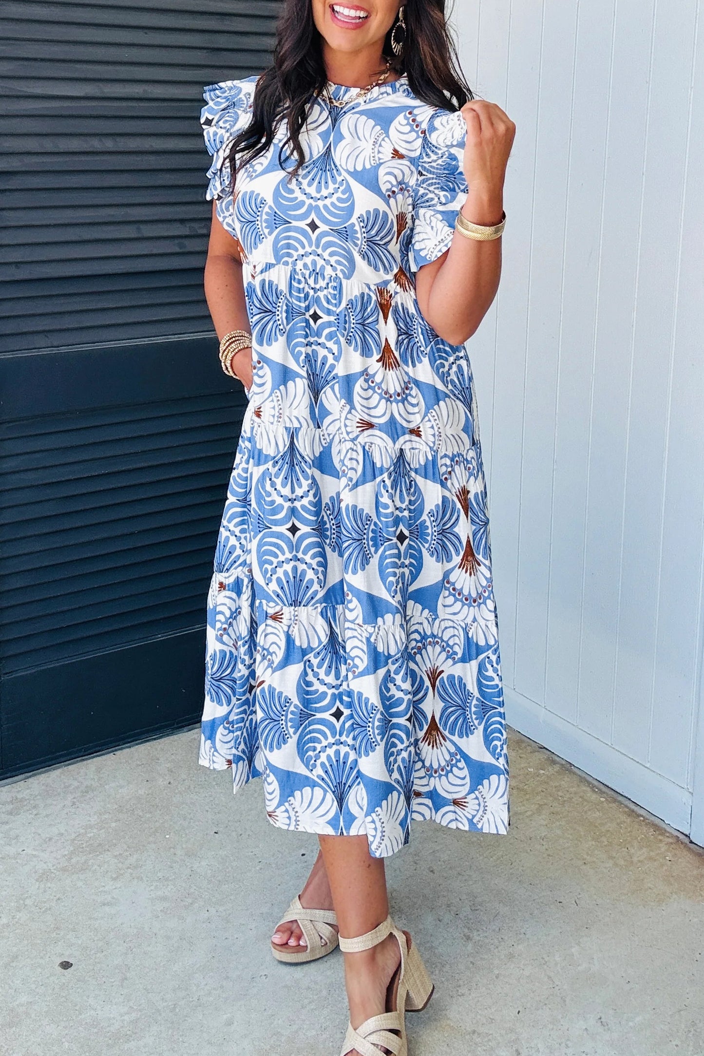Santorini Skies Midi Dress