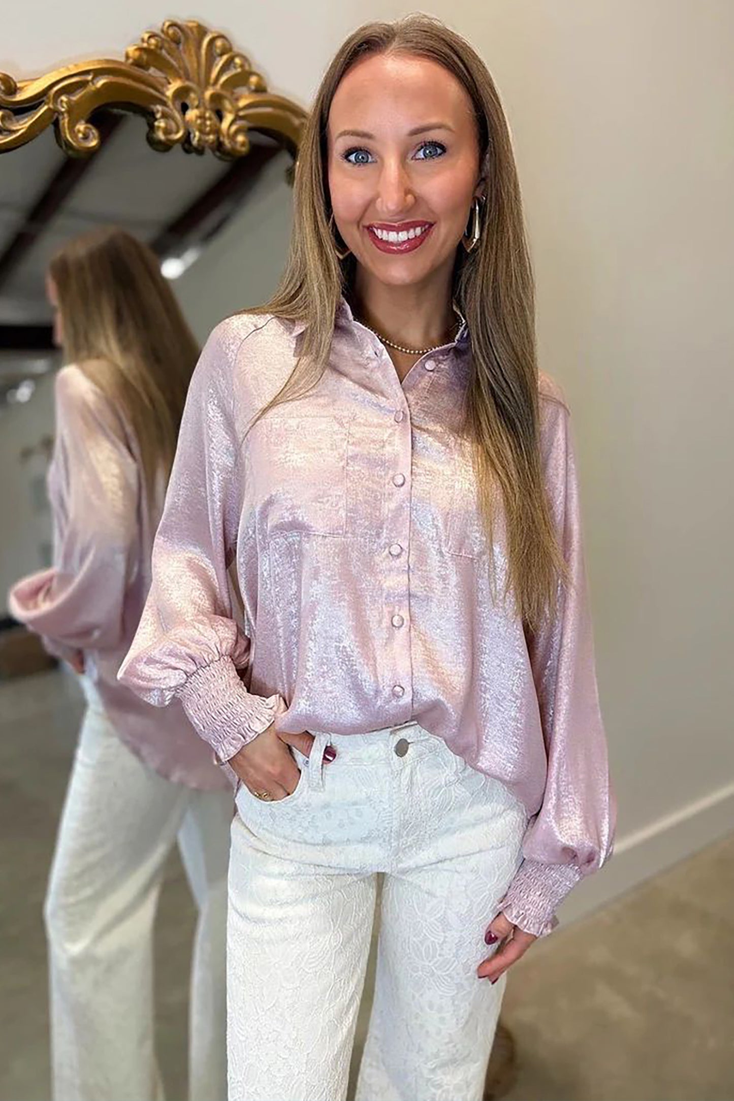 Pink Champagne Shimmer Blouse