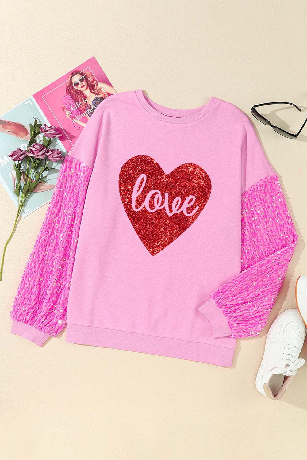 Love You More Sequin Sweatshirt