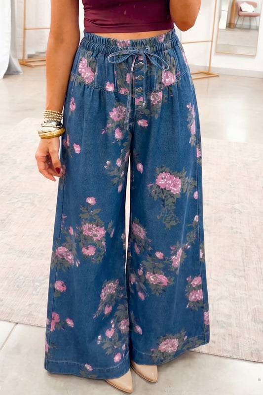 Midnight Bloom Palazzo Jeans