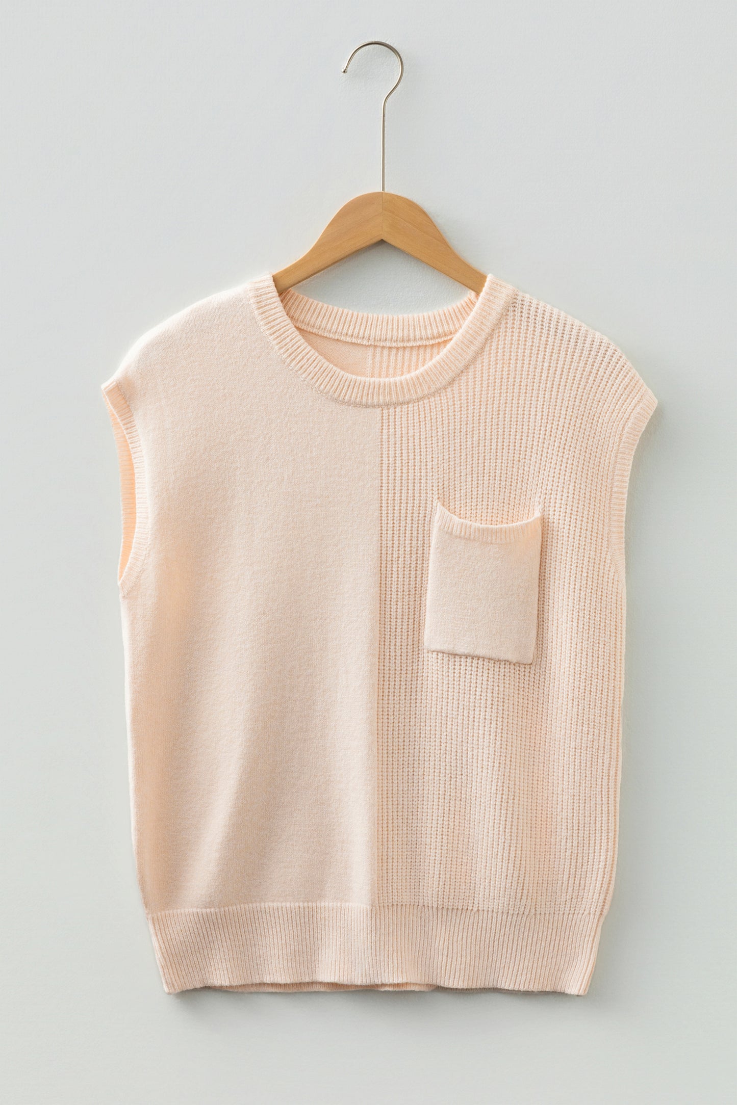 Beige Short Sleeve Knit