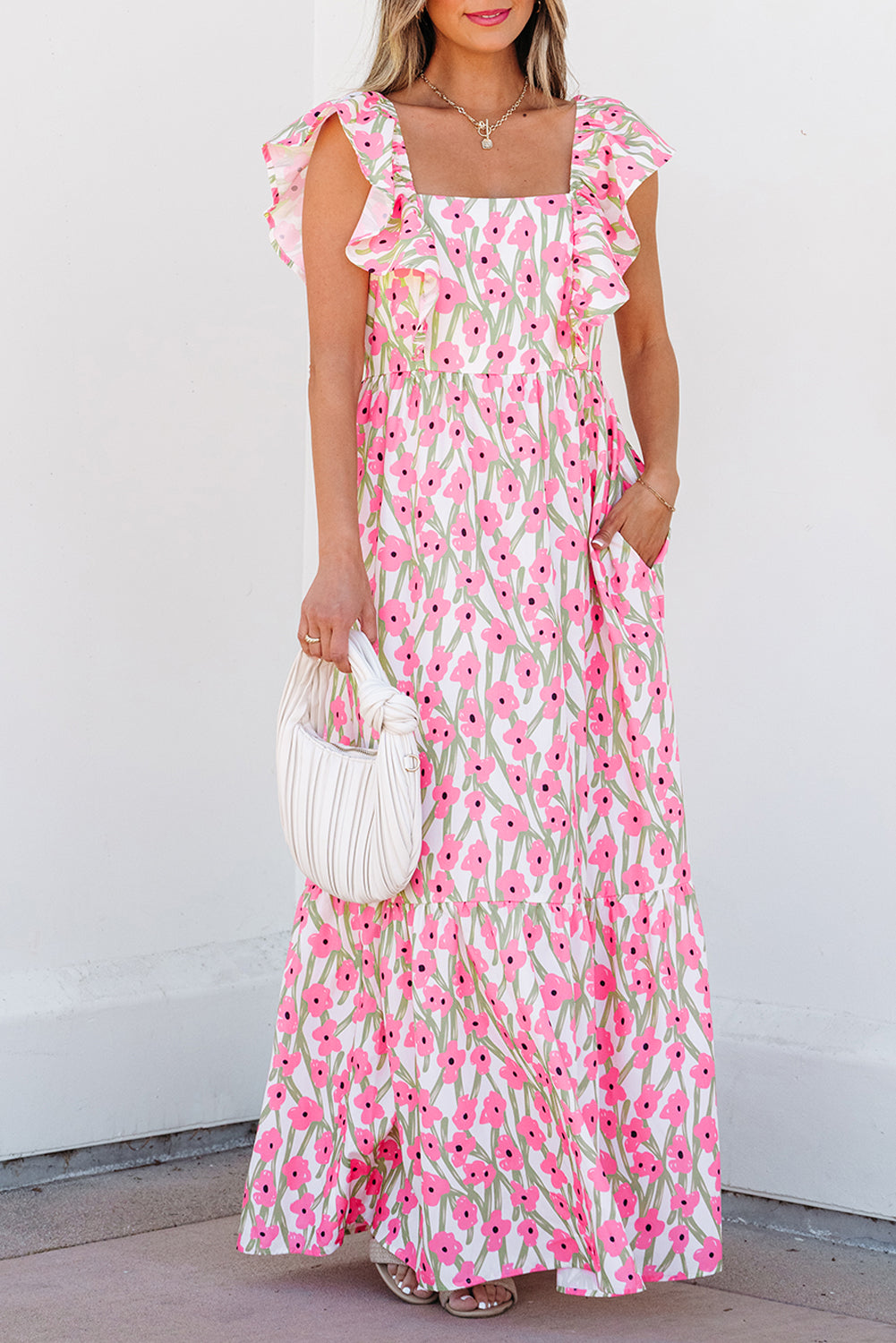 Blush Petal Tiered Maxi Dress