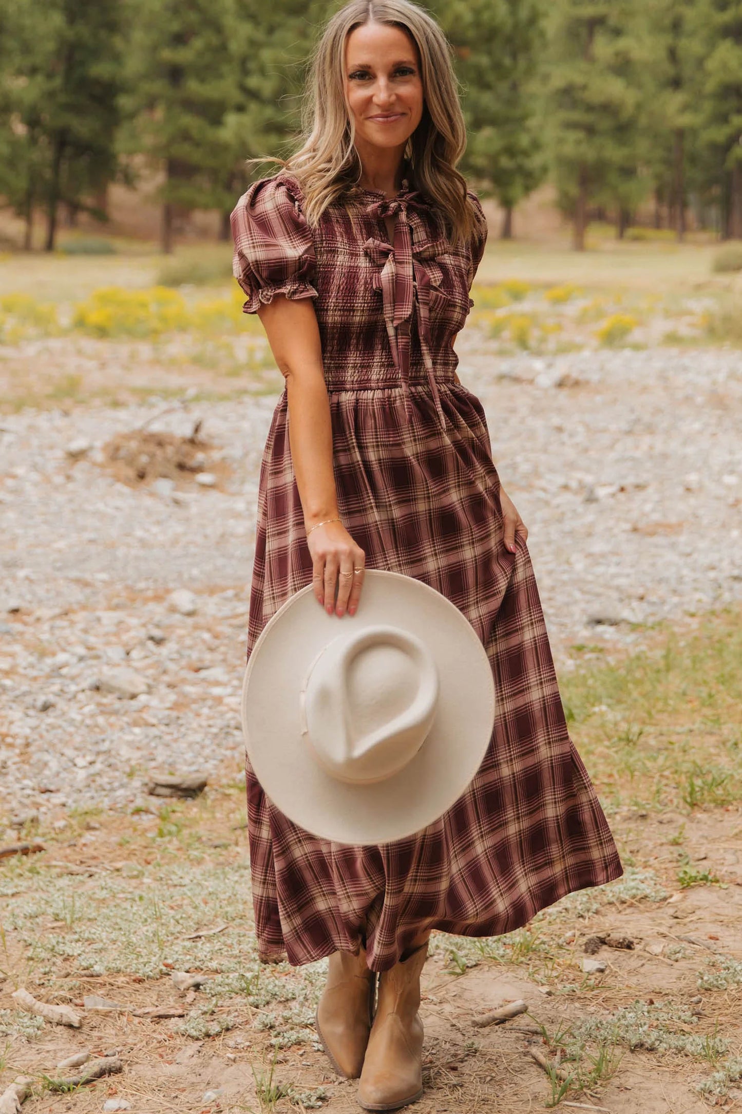 The Bow & Plaid Game Day Maxi Dress