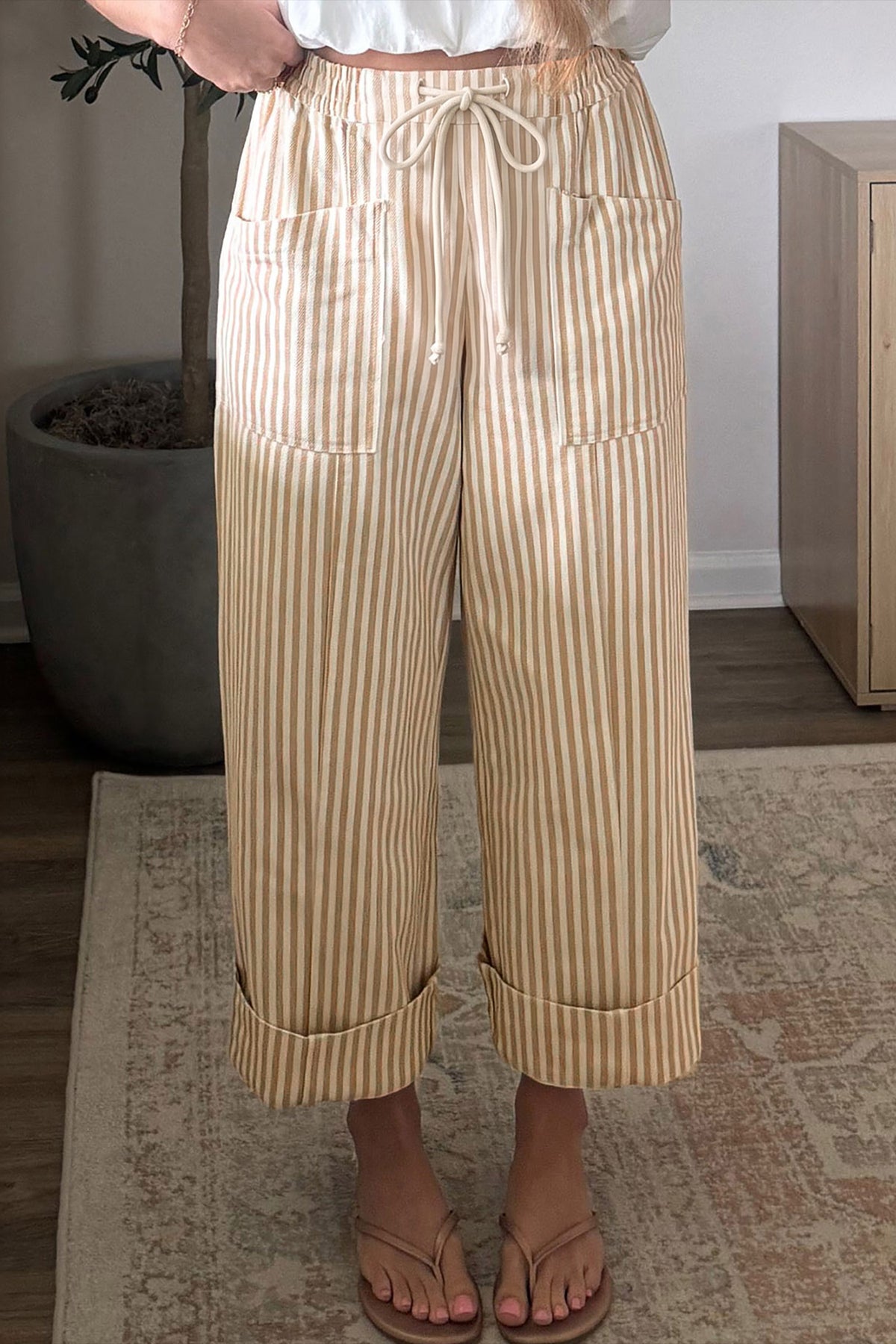 The Café Stripe Wide Leg Pants