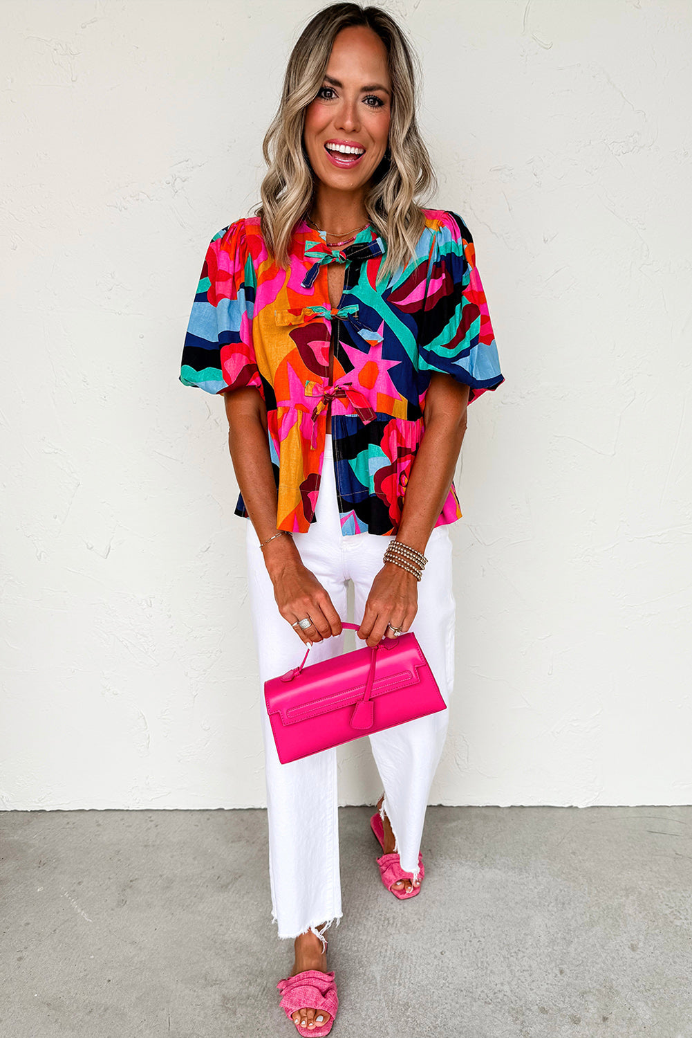 The Capri Colorblock Tie-Front Blouse