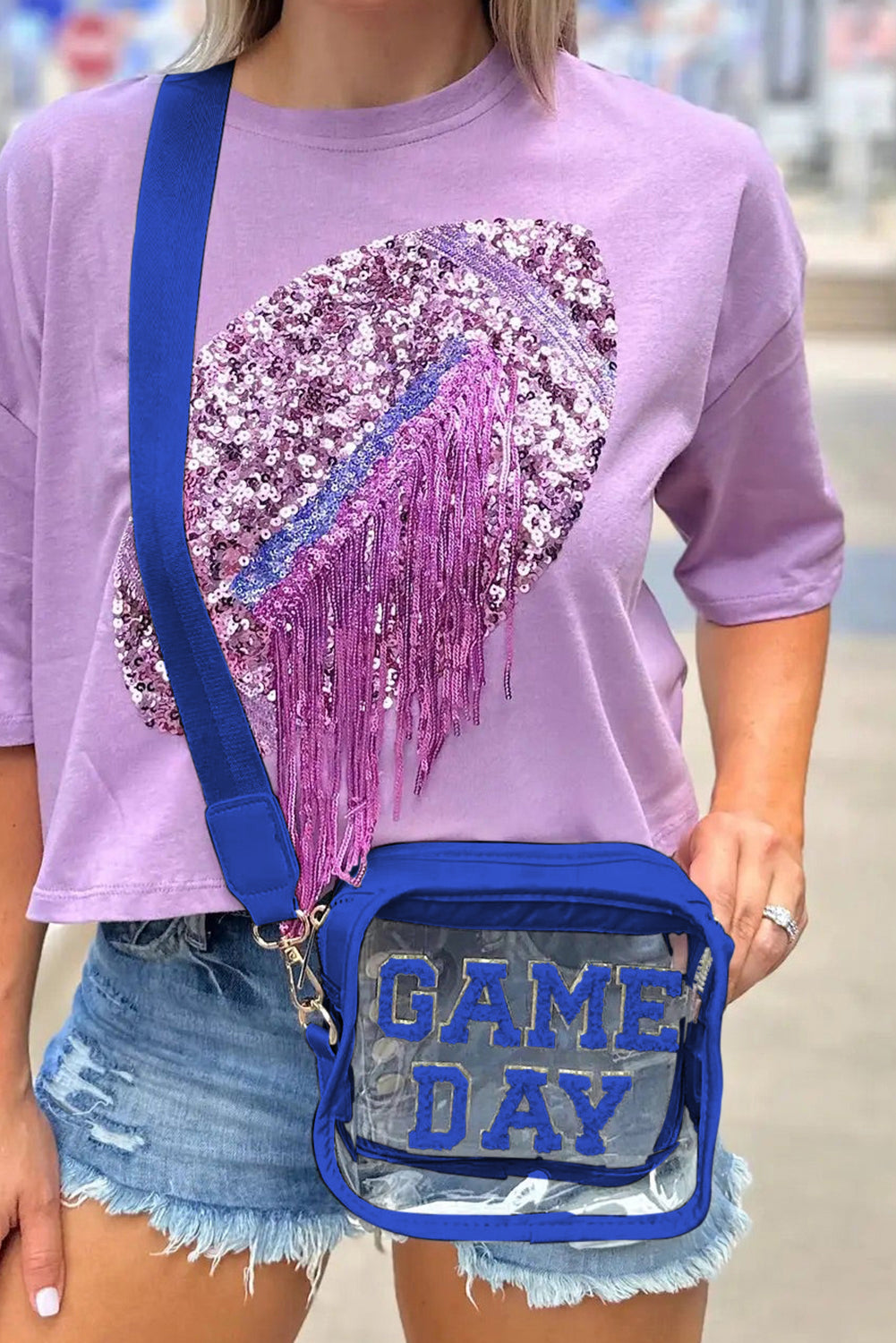 Black Clear PVC GAME DAY Summer Fashion Single Shoulder Bag