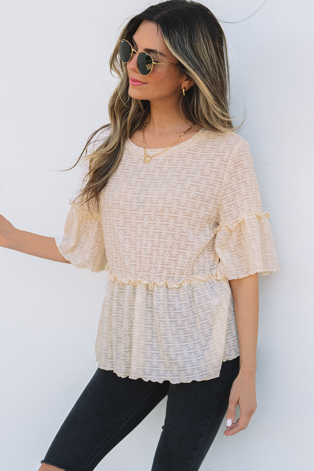 The Cream Lace Latte Peplum