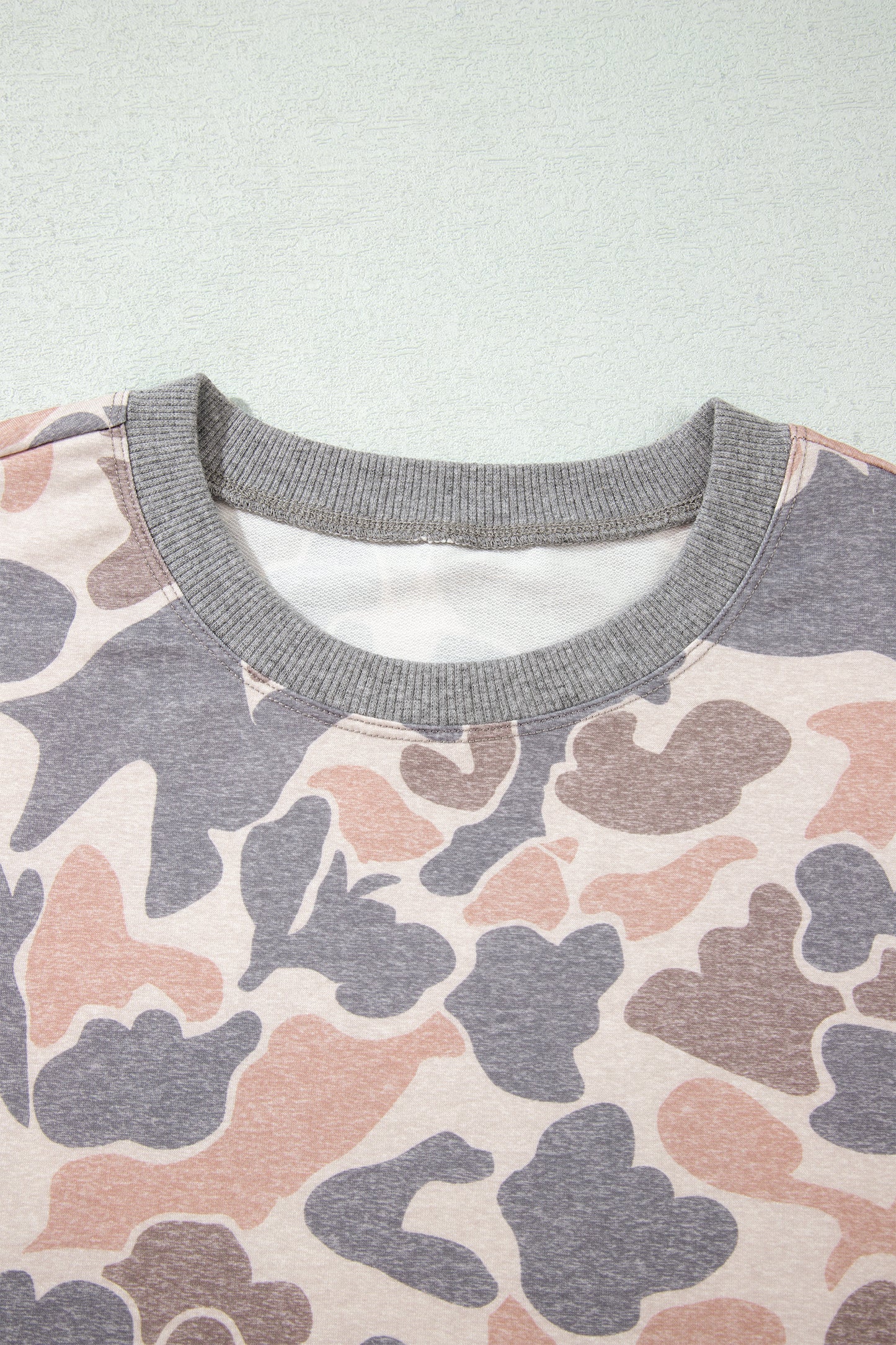 Multicolour Camouflage Print Long Sleeve Top Loose 2pcs Pants Set