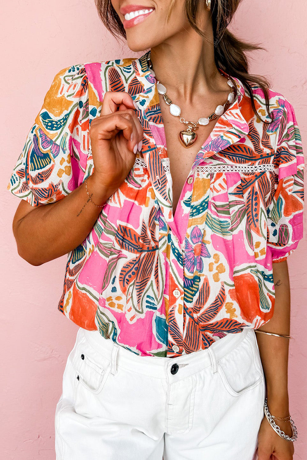 Sunset Palms Button Blouse