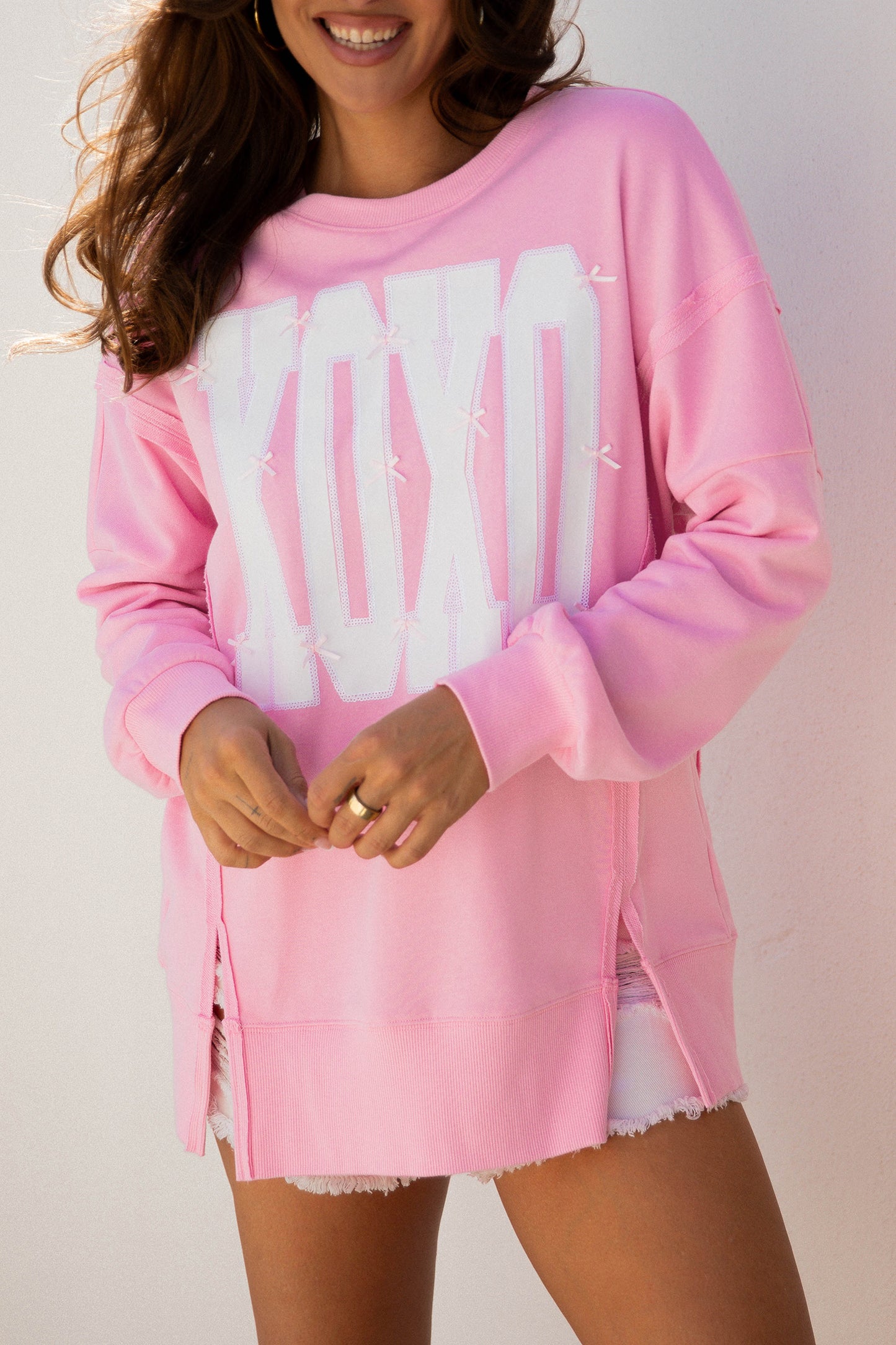 Pink Bow Sequin XOXO Sweatshirt