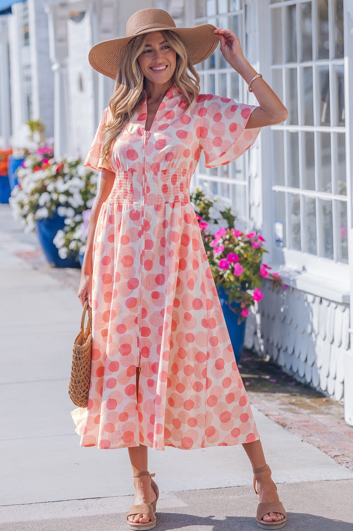 Blush Hour Dot Midi Dress