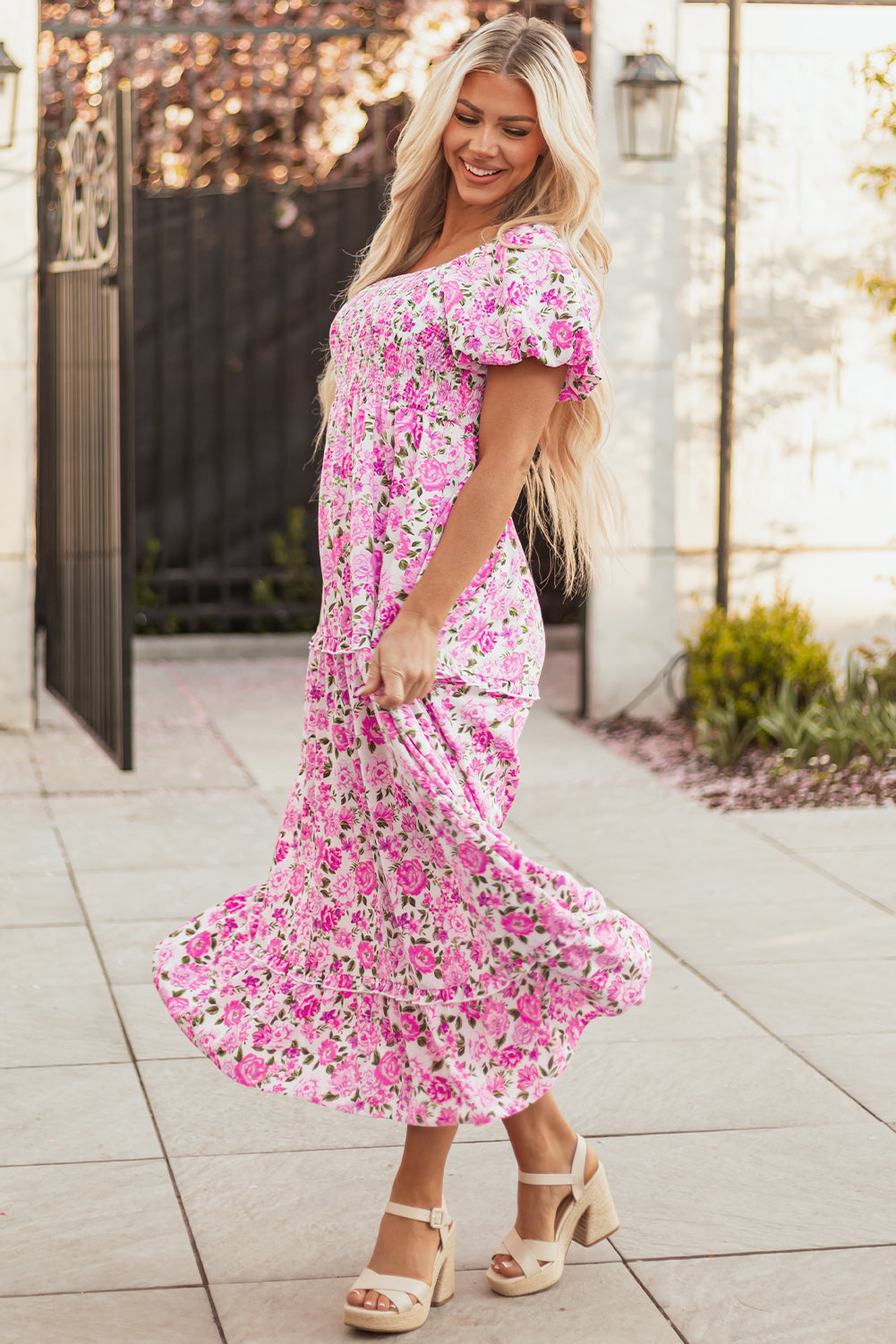 Rosewood Garden Smocked Maxi